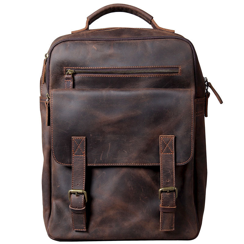 Multi Zipper  leather backpack