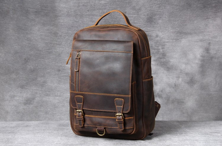 Luxury Leather Student Unisex Backpack