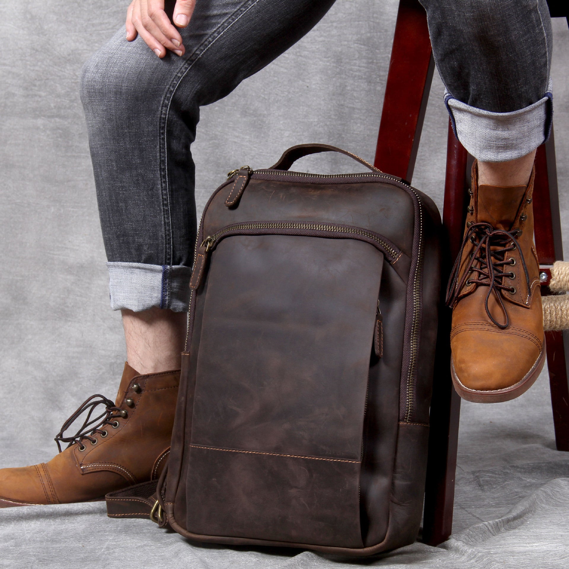 Daily Usage Leather Backpack