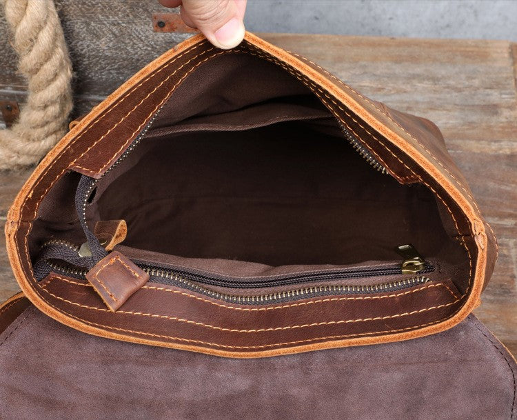 Single Shoulder leather Backpack