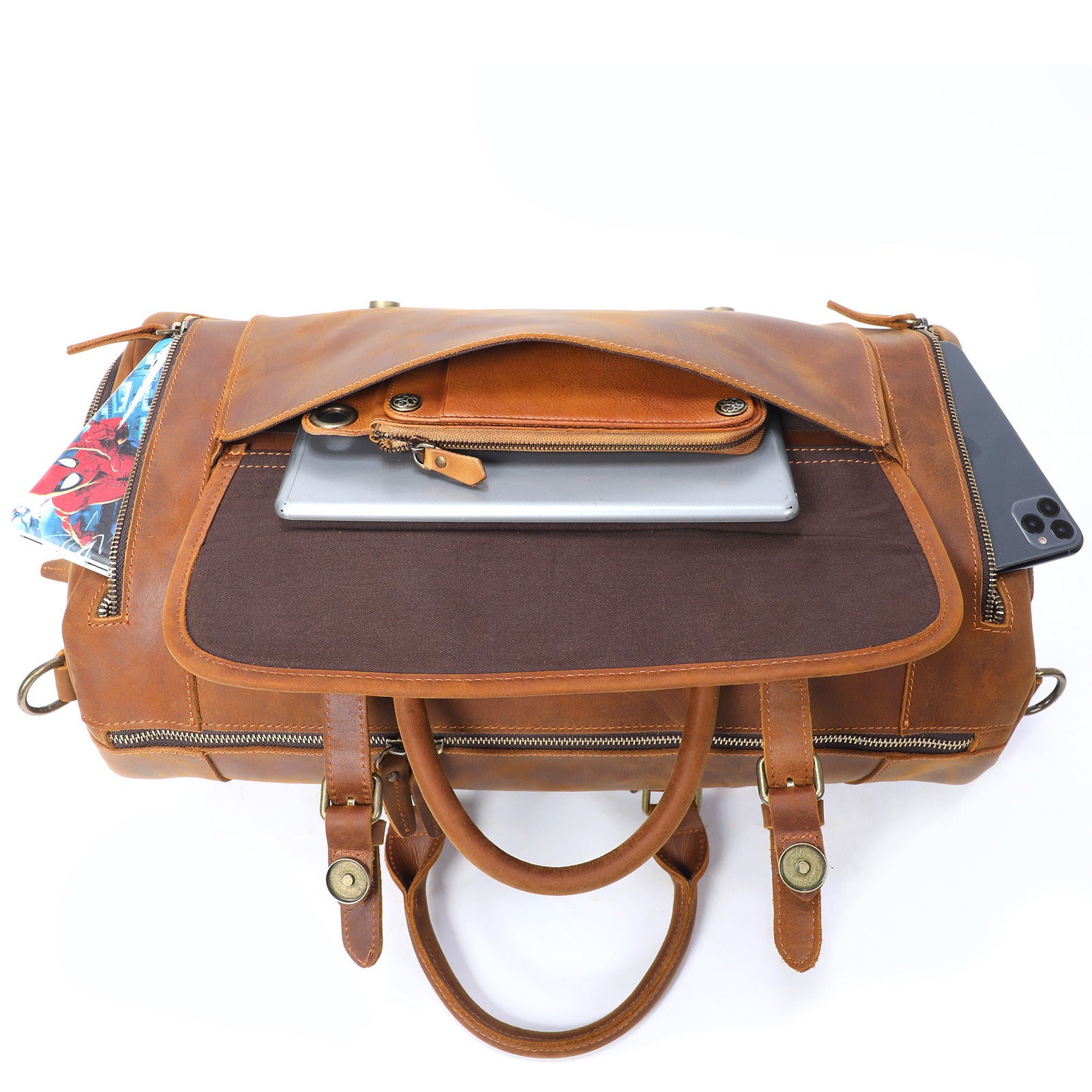 Luxury Leather Multi-Use Duffel Bag